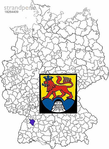 Landkreis Calw in Baden-Württemberg  Lage des Landkreis innerhalb von Deutschland  Wappen  mit Landkreiswappen (nur redaktionelle Verwendung) (amtliches Hoheitszeichen) (werbliche Nutzung gesetzlich beschränkt)