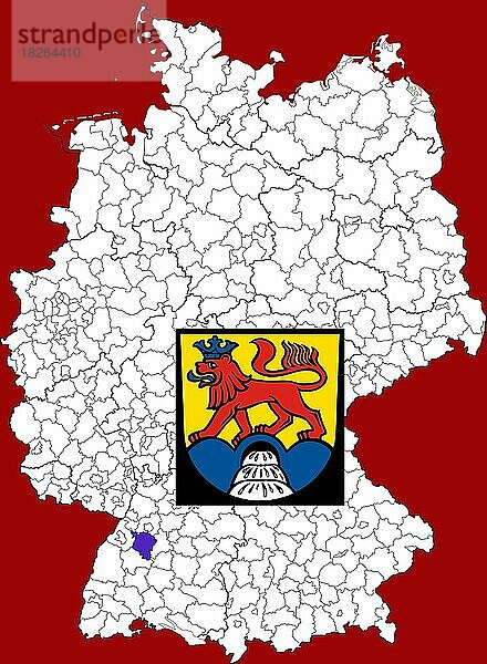 Landkreis Calw in Baden-Württemberg  Lage des Landkreis innerhalb von Deutschland  Wappen  mit Landkreiswappen (nur redaktionelle Verwendung) (amtliches Hoheitszeichen) (werbliche Nutzung gesetzlich beschränkt)