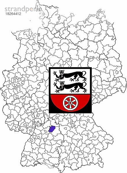 Landkreis Hohenlohekreis in Baden-Württemberg  Lage des Landkreis innerhalb von Deutschland  Wappen  mit Landkreiswappen (nur redaktionelle Verwendung) (amtliches Hoheitszeichen) (werbliche Nutzung gesetzlich beschränkt)