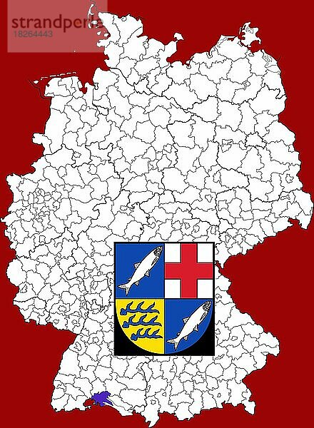 Landkreis Konstanz in Baden-Württemberg  Lage des Landkreis innerhalb von Deutschland  Wappen  mit Landkreiswappen (nur redaktionelle Verwendung) (amtliches Hoheitszeichen) (werbliche Nutzung gesetzlich beschränkt)