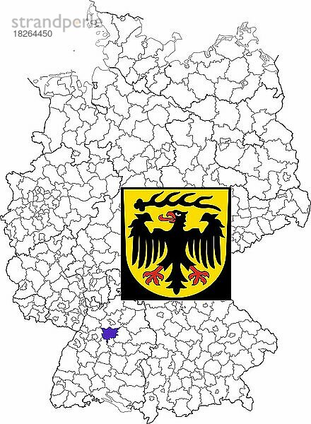 Landkreis Ludwigsburg in Baden-Württemberg  Lage des Landkreis innerhalb von Deutschland  Wappen  mit Landkreiswappen (nur redaktionelle Verwendung) (amtliches Hoheitszeichen) (werbliche Nutzung gesetzlich beschränkt)