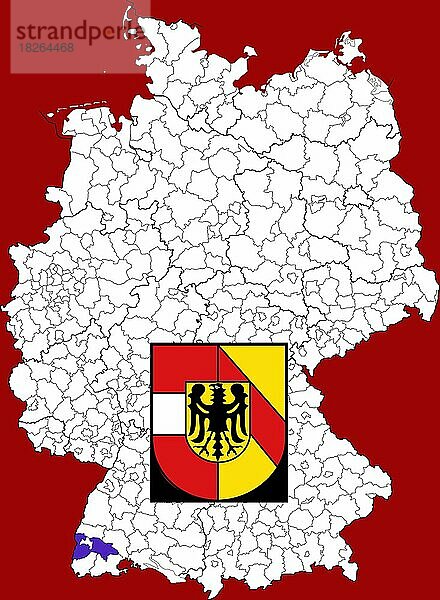 Landkreis Breisgau-Hochschwarzwald in Baden-Württemberg  Lage des Landkreis innerhalb von Deutschland  Wappen  mit Landkreiswappen (nur redaktionelle Verwendung) (amtliches Hoheitszeichen) (werbliche Nutzung gesetzlich beschränkt)