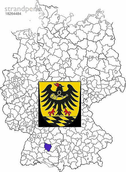 Landkreis Esslingen in Baden-Württemberg  Lage des Landkreis innerhalb von Deutschland  Wappen  mit Landkreiswappen (nur redaktionelle Verwendung) (amtliches Hoheitszeichen) (werbliche Nutzung gesetzlich beschränkt)