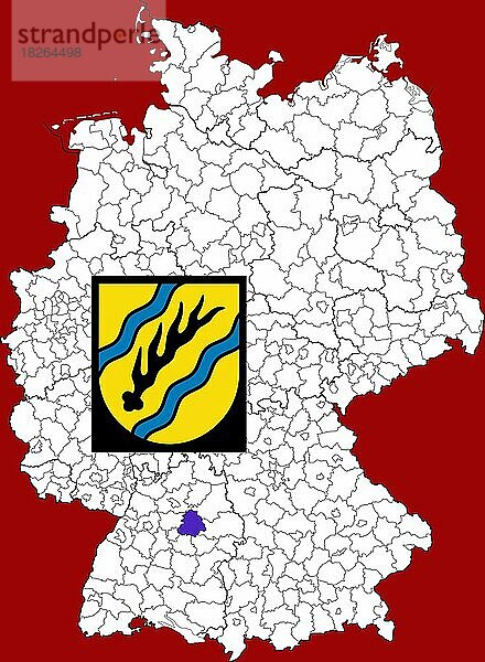 Landkreis Rems-Murr-Kreis in Baden-Württemberg  Lage des Landkreis innerhalb von Deutschland  Wappen  mit Landkreiswappen (nur redaktionelle Verwendung) (amtliches Hoheitszeichen) (werbliche Nutzung gesetzlich beschränkt)