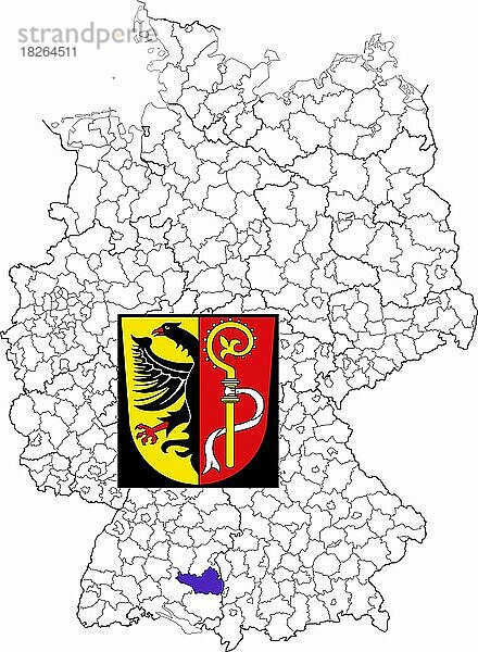 Landkreis Biberach in Baden-Württemberg  Lage des Landkreis innerhalb von Deutschland  Wappen  mit Landkreiswappen (nur redaktionelle Verwendung) (amtliches Hoheitszeichen) (werbliche Nutzung gesetzlich beschränkt)