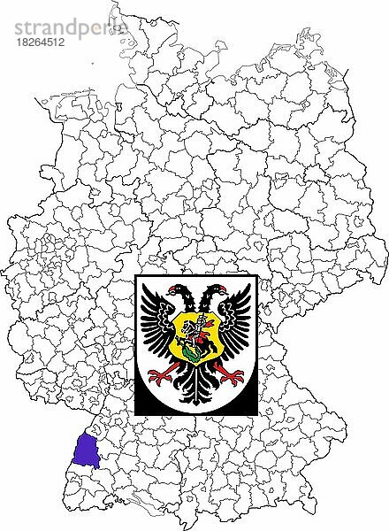 Landkreis Ortenaukreis in Baden-Württemberg  Lage des Landkreis innerhalb von Deutschland  Wappen  mit Landkreiswappen (nur redaktionelle Verwendung) (amtliches Hoheitszeichen) (werbliche Nutzung gesetzlich beschränkt)