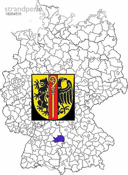 Landkreis Ostalbkreis in Baden-Württemberg  Lage des Landkreis innerhalb von Deutschland  Wappen  mit Landkreiswappen (nur redaktionelle Verwendung) (amtliches Hoheitszeichen) (werbliche Nutzung gesetzlich beschränkt)