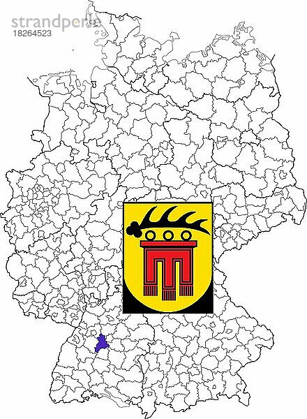 Landkreis Böblingen in Baden-Württemberg  Lage des Landkreis innerhalb von Deutschland  Wappen  mit Landkreiswappen (nur redaktionelle Verwendung) (amtliches Hoheitszeichen) (werbliche Nutzung gesetzlich beschränkt)