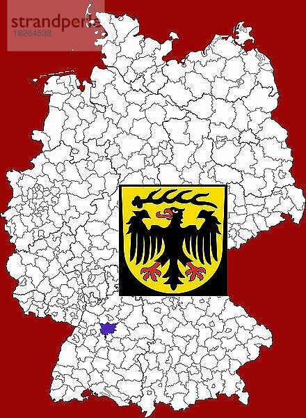 Landkreis Ludwigsburg in Baden-Württemberg  Lage des Landkreis innerhalb von Deutschland  Wappen  mit Landkreiswappen (nur redaktionelle Verwendung) (amtliches Hoheitszeichen) (werbliche Nutzung gesetzlich beschränkt)