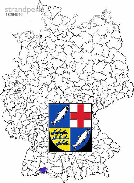 Landkreis Konstanz in Baden-Württemberg  Lage des Landkreis innerhalb von Deutschland  Wappen  mit Landkreiswappen (nur redaktionelle Verwendung) (amtliches Hoheitszeichen) (werbliche Nutzung gesetzlich beschränkt)