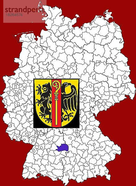 Landkreis Ostalbkreis in Baden-Württemberg  Lage des Landkreis innerhalb von Deutschland  Wappen  mit Landkreiswappen (nur redaktionelle Verwendung) (amtliches Hoheitszeichen) (werbliche Nutzung gesetzlich beschränkt)