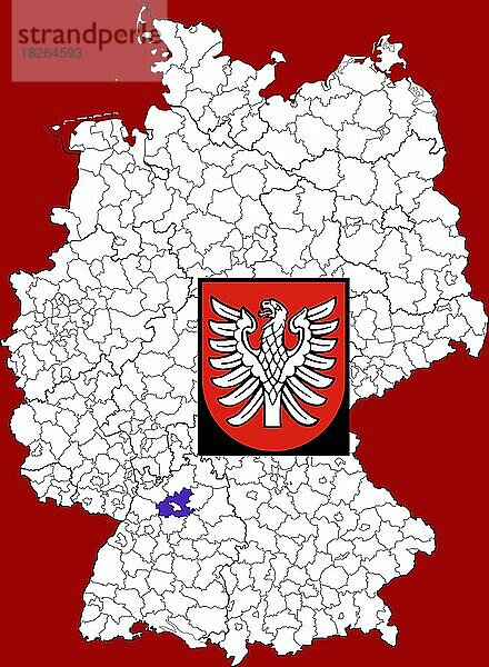 Landkreis Heilbronn in Baden-Württemberg  Lage des Landkreis innerhalb von Deutschland  Wappen  mit Landkreiswappen (nur redaktionelle Verwendung) (amtliches Hoheitszeichen) (werbliche Nutzung gesetzlich beschränkt)