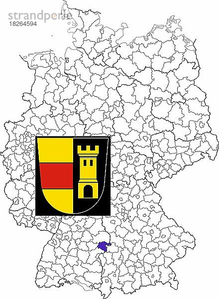 Landkreis Heidenheim in Baden-Württemberg  Lage des Landkreis innerhalb von Deutschland  Wappen  mit Landkreiswappen (nur redaktionelle Verwendung) (amtliches Hoheitszeichen) (werbliche Nutzung gesetzlich beschränkt)