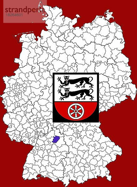 Landkreis Hohenlohekreis in Baden-Württemberg  Lage des Landkreis innerhalb von Deutschland  Wappen  mit Landkreiswappen (nur redaktionelle Verwendung) (amtliches Hoheitszeichen) (werbliche Nutzung gesetzlich beschränkt)