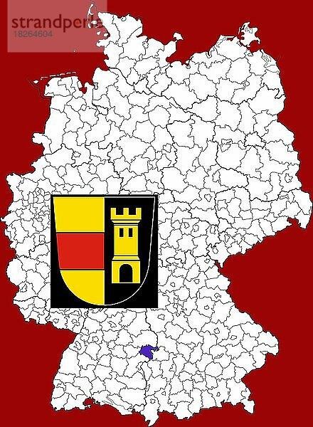 Landkreis Heidenheim in Baden-Württemberg  Lage des Landkreis innerhalb von Deutschland  Wappen  mit Landkreiswappen (nur redaktionelle Verwendung) (amtliches Hoheitszeichen) (werbliche Nutzung gesetzlich beschränkt)