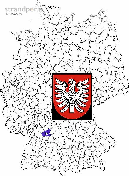 Landkreis Heilbronn in Baden-Württemberg  Lage des Landkreis innerhalb von Deutschland  Wappen  mit Landkreiswappen (nur redaktionelle Verwendung) (amtliches Hoheitszeichen) (werbliche Nutzung gesetzlich beschränkt)