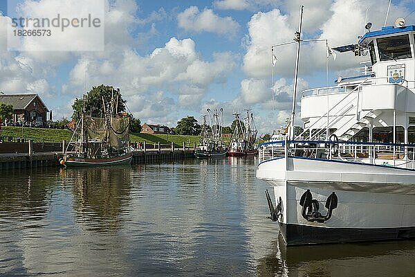 Hafen mit Krabbenkuttern  Greetsiel  Ostfriesland  Niedersachsen  Deutschland  Europa