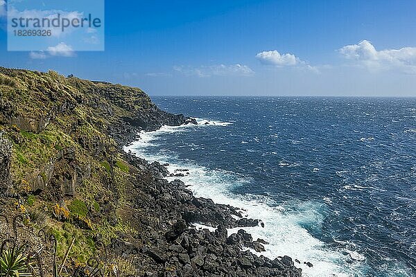 Felsenküste auf der Insel Terceira  Azoren  Portugal  Europa