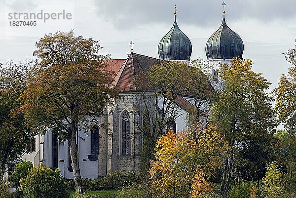 Klosterkirche St. Lambert mit dem Kloster Seeon  Seeon-Seebruck  Chiemgau  Bayern  Deutschland  Europa