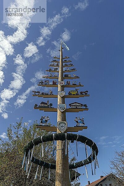 Maibaum in Seebruck am Chiemsee  Bayern  Deutschland  Europa