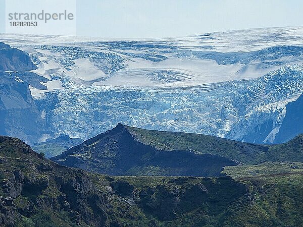Gletscherzunge eines Gletschers  Isländisches Hochland  Þórsmörk  Suðurland  Island  Europa