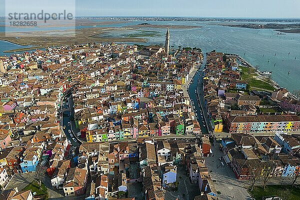 Dorohnenaufnahme mit Blick auf Burano  Venedig  Venetien  Italien  Europa