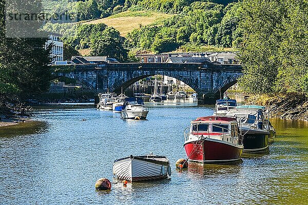Boote und Yachten auf dem Fluss Dart in Totnes  Devon  England  Großbritannien  Europa