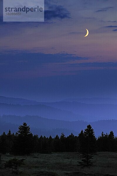 Blick auf die Vogesen bei Nacht  Elsass  Frankreich  Europa