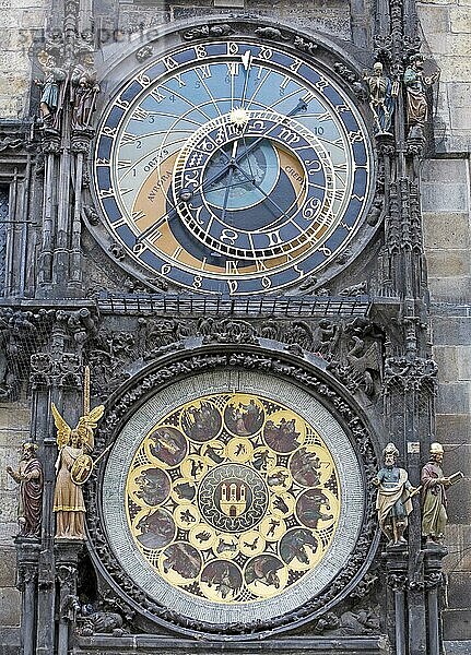 Astronomische Uhr  Rathausuhr  Prag  Tschechien  Europa