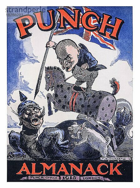 Britische Karikatur aus dem Ersten Weltkrieg von F. H. Townsend für die Zeitschrift Punch 1915