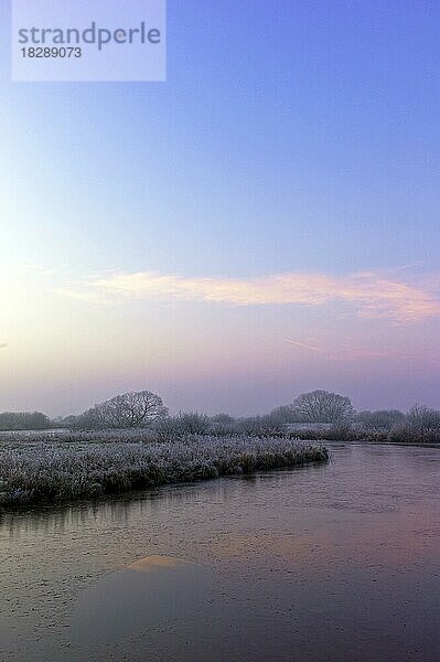 Sonnenaufgang im Naturschutzgebiet Breites Wasser in Worpswede  Landkreis Osterholz  Deutschland  Europa