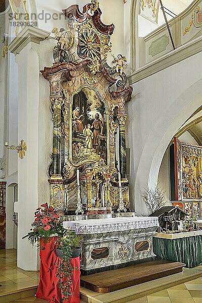 Seitenaltar  Pfarrkirche Heiligste Dreifaltigkeit in Sulzberg  Allgäu  Bayern  Deutschland  Europa
