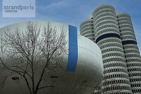 BMW Museum und BMW Turm  München  Bayern  Deutschland  Europa