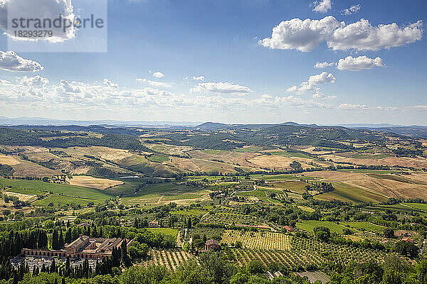 Italien  Toskana  Montepulciano  Blick auf die Landschaft im Sommer