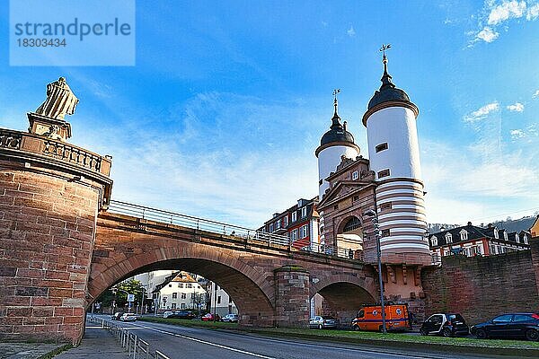 Tor zur Karl-Theodor-Brücke  auch bekannt als Alte Brücke  eine Bogenbrücke in der Stadt Heidelberg  Heidelberg  Deutschland  Europa