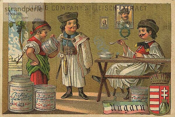 Bilderserie Staaten von Österreich  1883  Paris  Ungarn  Liebigbild  historisch  digital restaurierte Reproduktion eines Sammelbildes von ca 1900  Europa