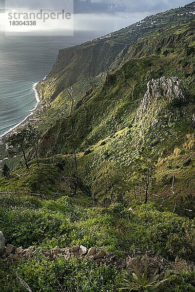 Abendstimmung  Miradouro da Raposeira  Steilklippen  Küste und Meer  Paul do Mar  Madeira  Portugal  Europa