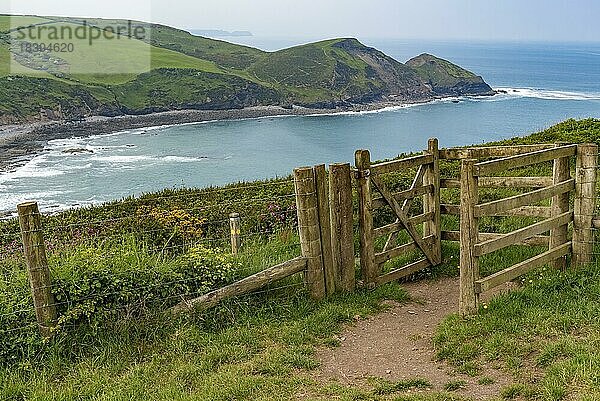 Ein Abschnitt des Südwestküstenpfads bei Crackington Haven im Norden Cornwalls  Großbritannien  Europa