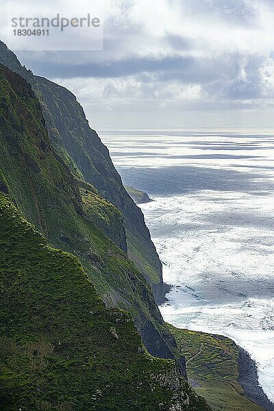 Ausblick auf Steilküste mit Klippen und Meer  Küstenlandschaft  Aussichtspunkt Ponta da Leideira  bei Calhau das Achadas  Madeira  Portugal  Europa