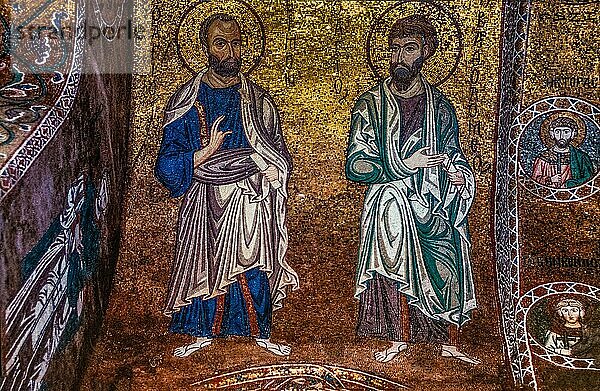Evangelisten  La Martorana  v. 1143  mit Goldgrundmosaiken aus dem 12. Jhd.  Palermo  Sizillien  Palermo  Sizilien  Italien  Europa