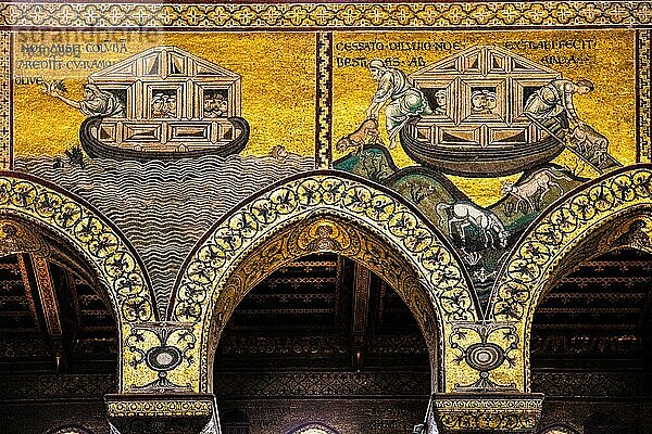 Arche Noah  byzantinische Goldgrundmosaiken  Kathedrale von Monreale  Santa Maria Nuova  Sizillien  Monreale  Sizilien  Italien  Europa