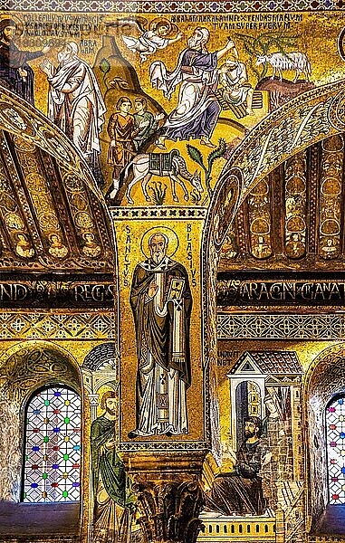 Abraham will Isaak opfern  aufwendige Goldmosaike mit Episoden aus dem Alten und Neuen Testatment  Normannenpalast mit der Cappella Palatina  Palermo  Sizillien  Palermo  Sizilien  Italien  Europa