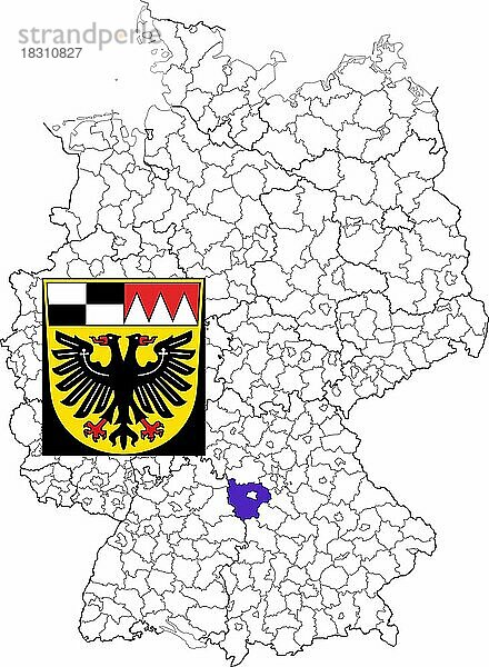 Landkreis Ansbach  in Bayern  Lage des Landkreis innerhalb von Deutschland  Wappen  mit Landkreiswappen (nur redaktionelle Verwendung) (amtliches Hoheitszeichen) (werbliche Nutzung gesetzlich beschränkt)