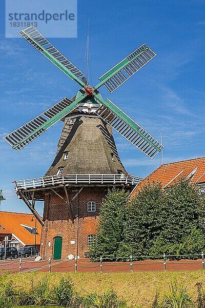 Galeriewindmühle in Ostgroßefehn  Ostfriesland  Niedersachsen  Deutschland  Europa