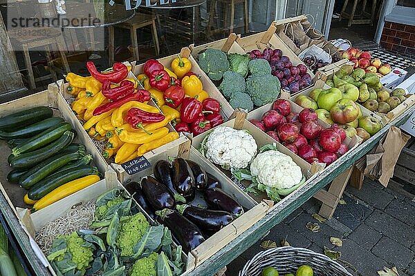 Obst und Gemüse  Lebensmittelladen  Shoreham by Sea  England  Großbritannien  Europa