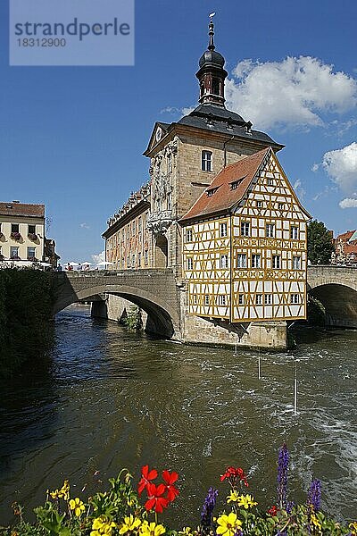 Altes Rathaus  Fluss Regnitz  Bamberg  Oberfranken  Bayern  Deutschland  Europa