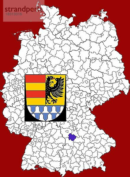 Landkreis Weißenburg-Gunzenhausen  in Bayern  Lage des Landkreis innerhalb von Deutschland  Wappen  mit Landkreiswappen (nur redaktionelle Verwendung) (amtliches Hoheitszeichen) (werbliche Nutzung gesetzlich beschränkt)