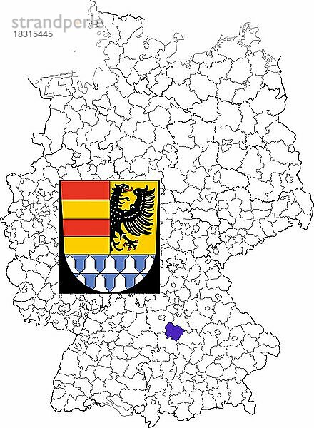 Landkreis Weißenburg-Gunzenhausen  in Bayern  Lage des Landkreis innerhalb von Deutschland  Wappen  mit Landkreiswappen (nur redaktionelle Verwendung) (amtliches Hoheitszeichen) (werbliche Nutzung gesetzlich beschränkt)