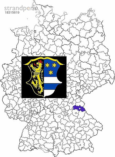 Landkreis Neustadt an der Waldnaab  in Bayern  Lage des Landkreis innerhalb von Deutschland  Wappen  mit Landkreiswappen (nur redaktionelle Verwendung) (amtliches Hoheitszeichen) (werbliche Nutzung gesetzlich beschränkt)