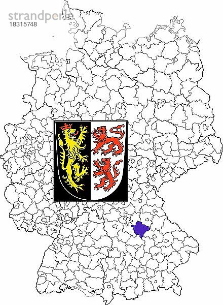 Landkreis Neumarkt in der Oberpfalz  in Bayern  Lage des Landkreis innerhalb von Deutschland  Wappen  mit Landkreiswappen (nur redaktionelle Verwendung) (amtliches Hoheitszeichen) (werbliche Nutzung gesetzlich beschränkt)